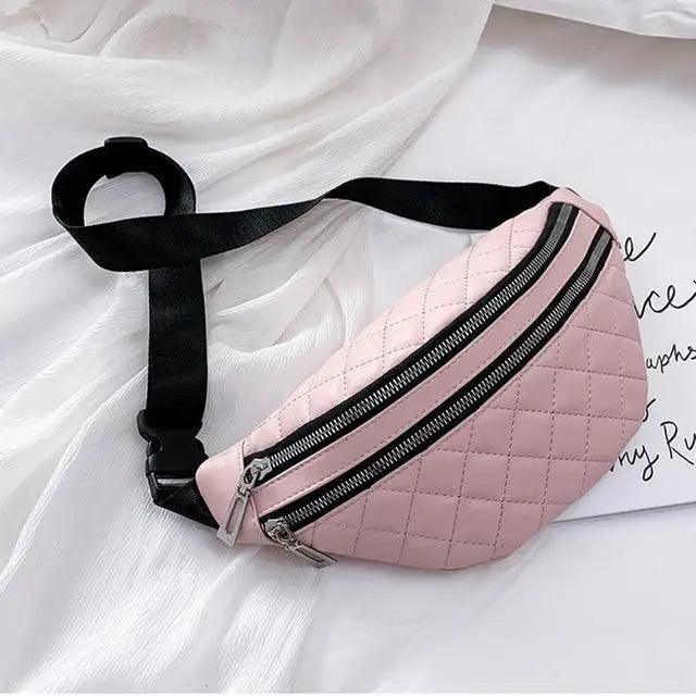 Luxury Black PU Leather Fashion Women Waist Bag Waterproof Fanny Pack Beautiful Design Fanny Pack Cool Travel Waist Bag - Overture Gifts