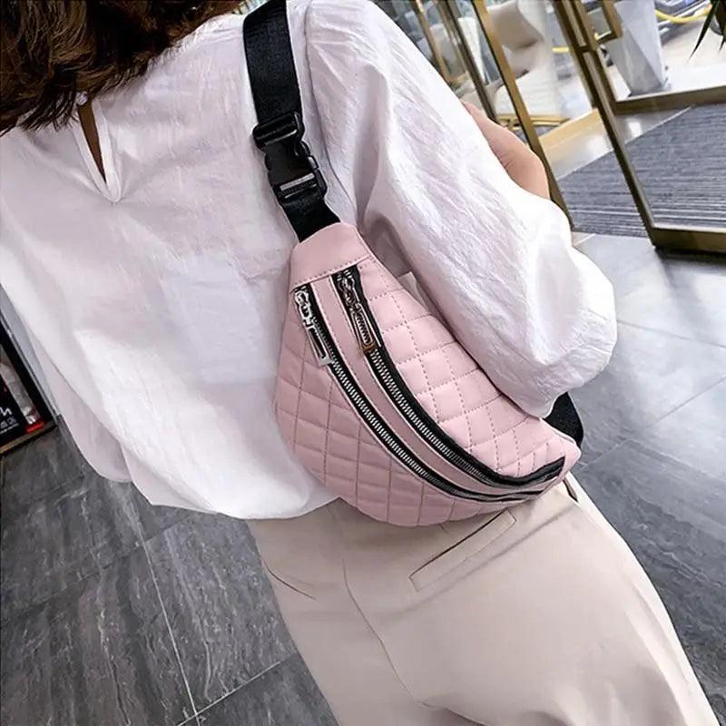 Luxury Black PU Leather Fashion Women Waist Bag Waterproof Fanny Pack Beautiful Design Fanny Pack Cool Travel Waist Bag - Overture Gifts