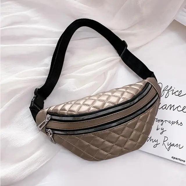 Luxury Black PU Leather Fashion Women Waist Bag Waterproof Fanny Pack Beautiful Design Fanny Pack Cool Travel Waist Bag - Overture Gifts