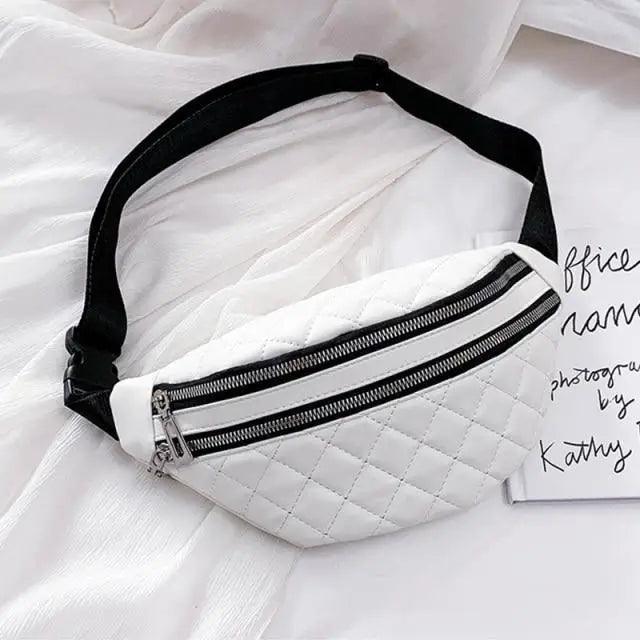 Luxury Black PU Leather Fashion Women Waist Bag Waterproof Fanny Pack Beautiful Design Fanny Pack Cool Travel Waist Bag - Overture Gifts