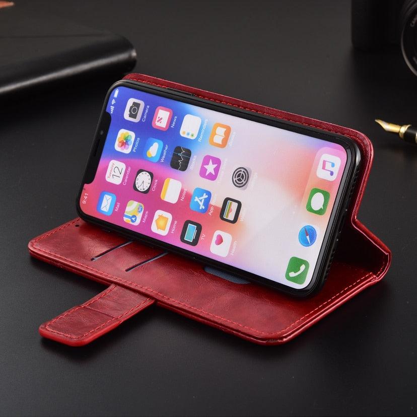 Luxury Flip wallet Leather Case For iphone 11 13 12 Pro 12Mini Card Holder Phone Cover Premium Leather iPhone 11 Pro Case Kickstand Card Holder Flip Leather Wallet Phone Case - Overture Gifts