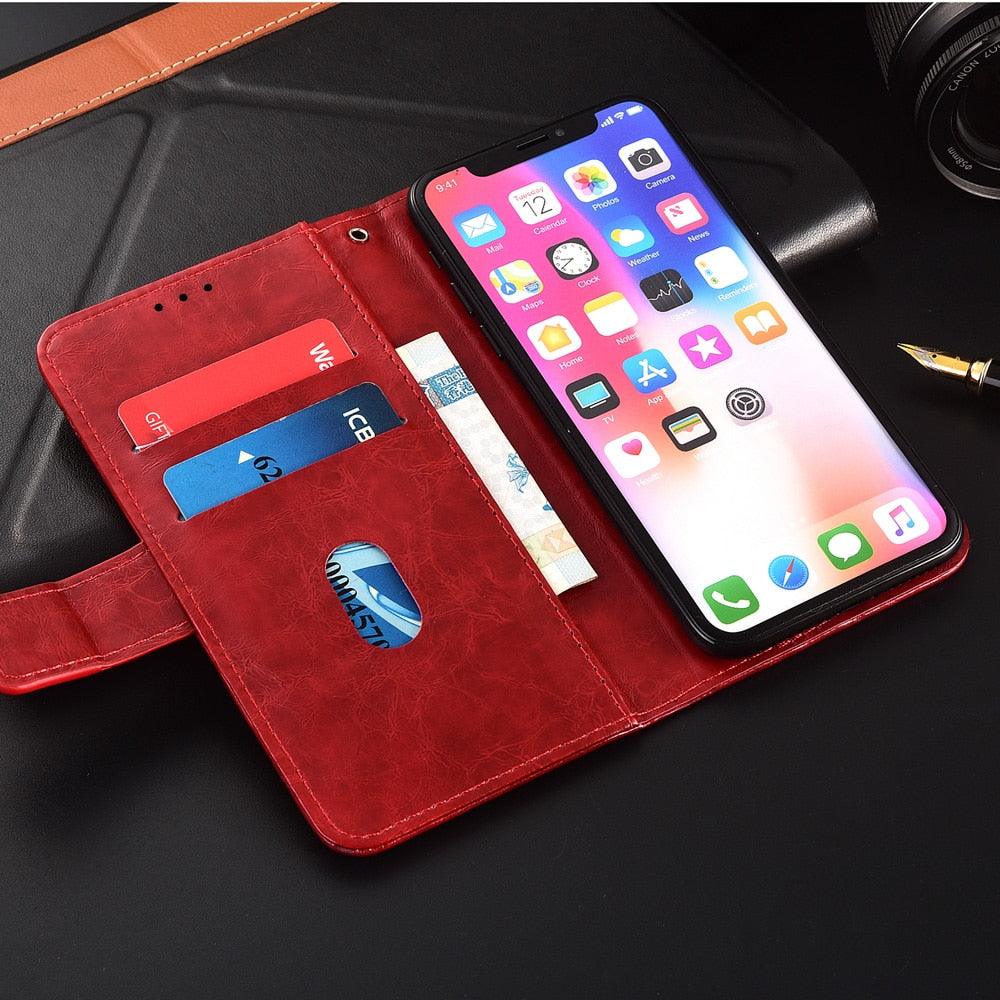 Luxury Flip wallet Leather Case For iphone 11 13 12 Pro 12Mini Card Holder Phone Cover Premium Leather iPhone 11 Pro Case Kickstand Card Holder Flip Leather Wallet Phone Case - Overture Gifts
