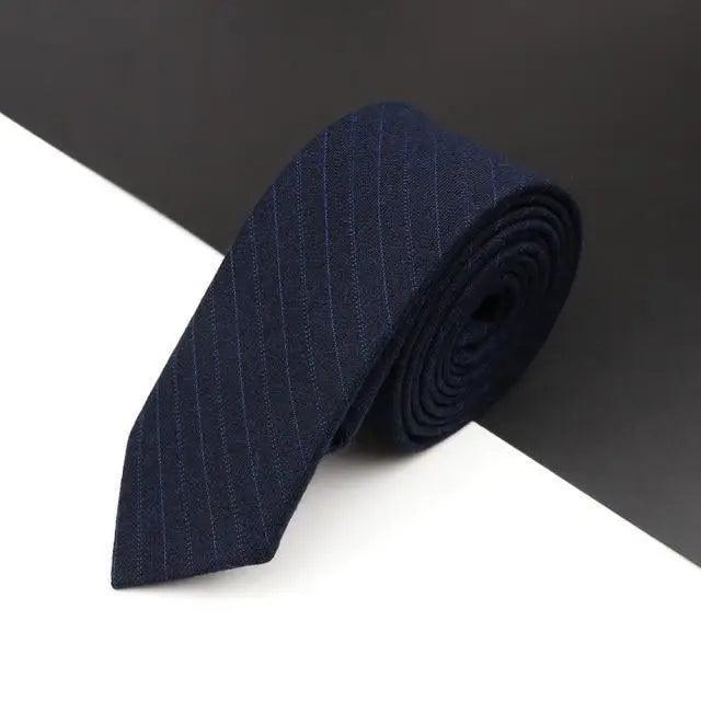 Luxury High Quality Black Grey Skinny Wool Tie For Men Business Meeting Necktie Fashionable Design Excellent Men Gift - Overture Gifts