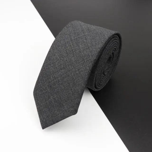 Luxury High Quality Black Grey Skinny Wool Tie For Men Business Meeting Necktie Fashionable Design Excellent Men Gift - Overture Gifts