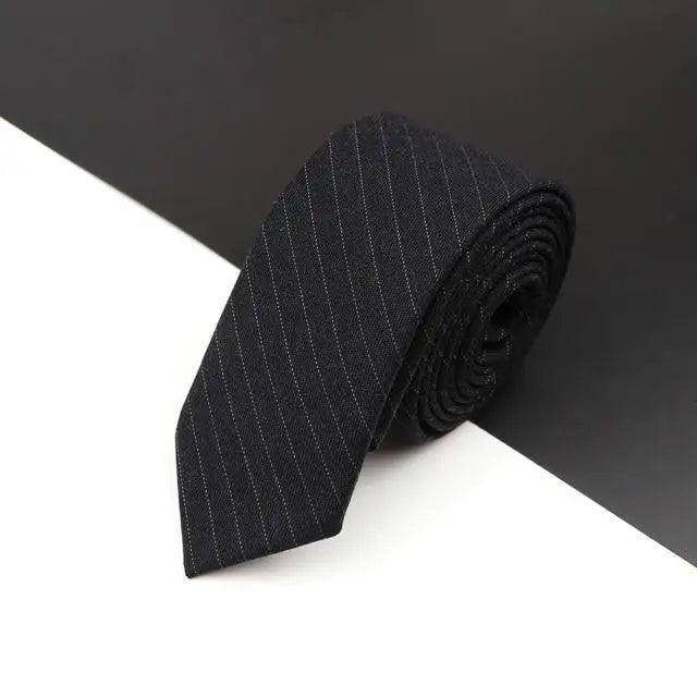 Luxury High Quality Black Grey Skinny Wool Tie For Men Business Meeting Necktie Fashionable Design Excellent Men Gift - Overture Gifts