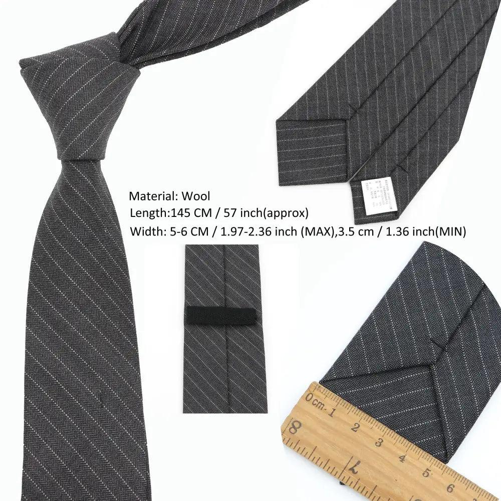 Luxury High Quality Black Grey Skinny Wool Tie For Men Business Meeting Necktie Fashionable Design Excellent Men Gift - Overture Gifts
