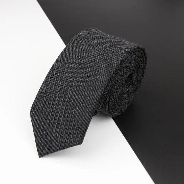 Luxury High Quality Black Grey Skinny Wool Tie For Men Business Meeting Necktie Fashionable Design Excellent Men Gift - Overture Gifts