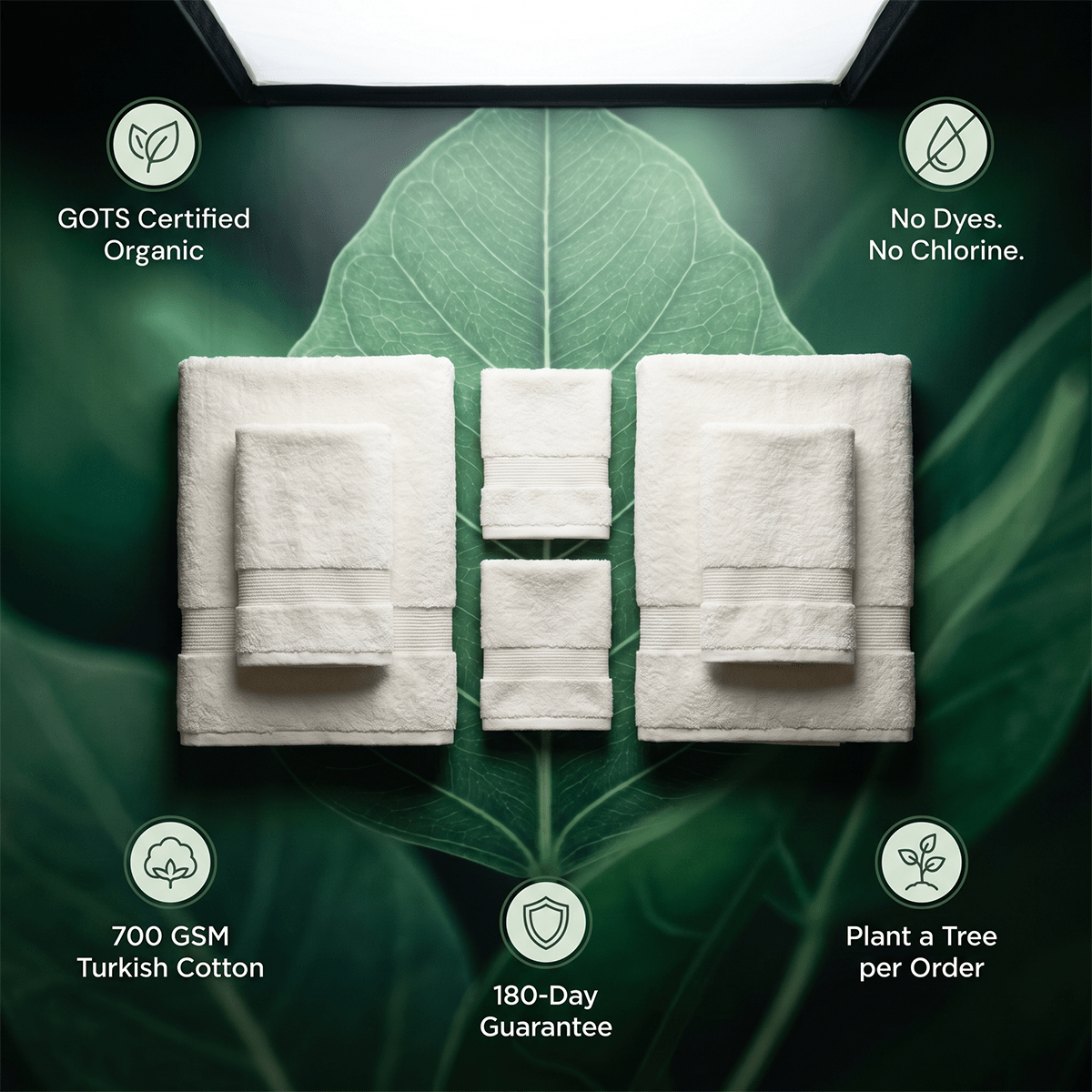 Luxury Organic Bath Six Piece Towel Set | Soft, Plush, Eco-Friendly Towels - Overture Gifts