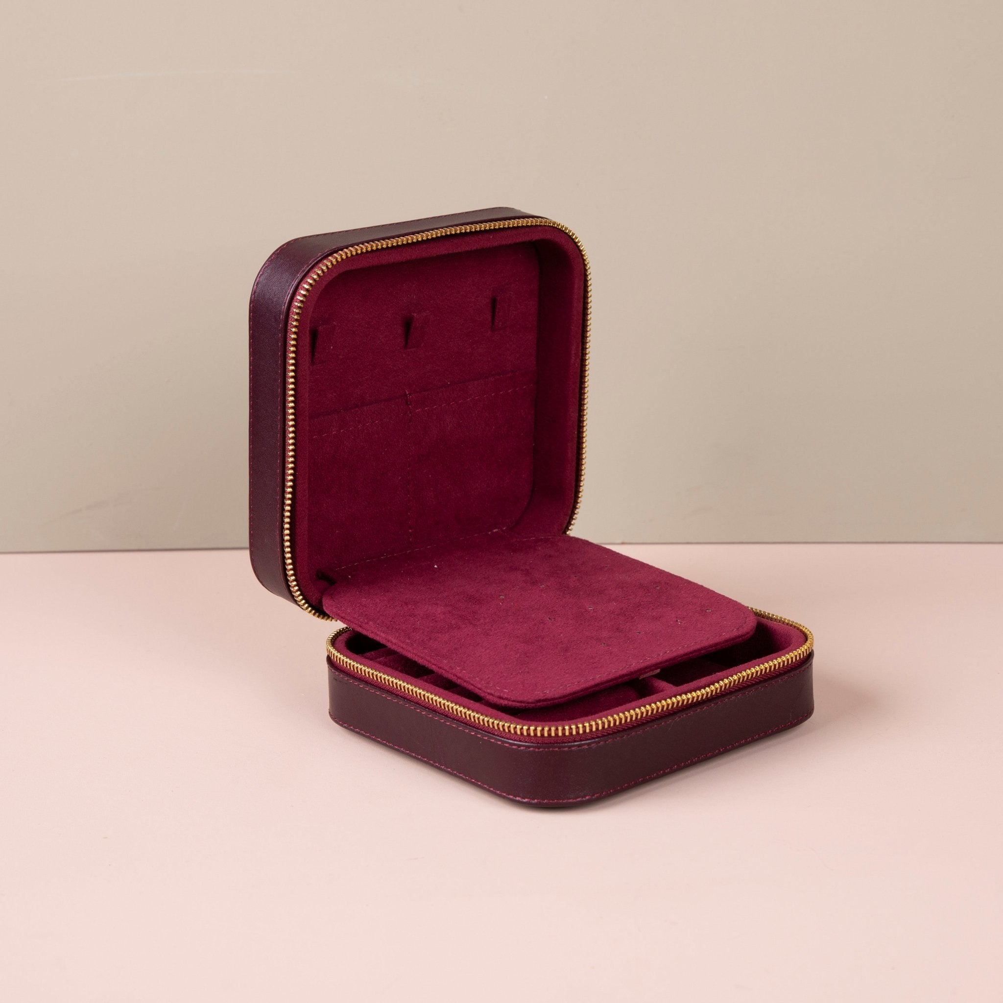 Luxury Travel Jewelry Box – Burgundy - Palermo - Overture Gifts