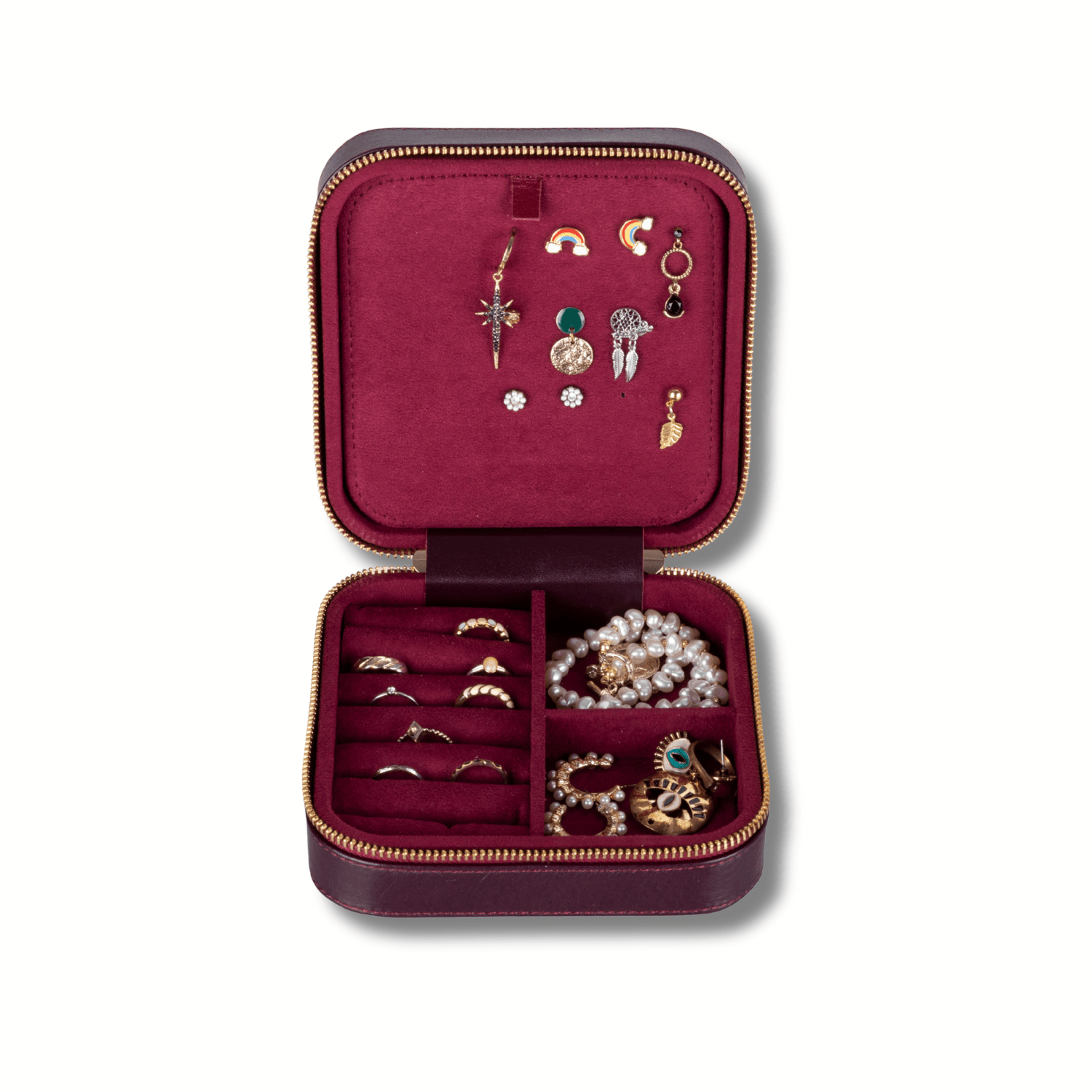 Luxury Travel Jewelry Box – Burgundy - Palermo - Overture Gifts