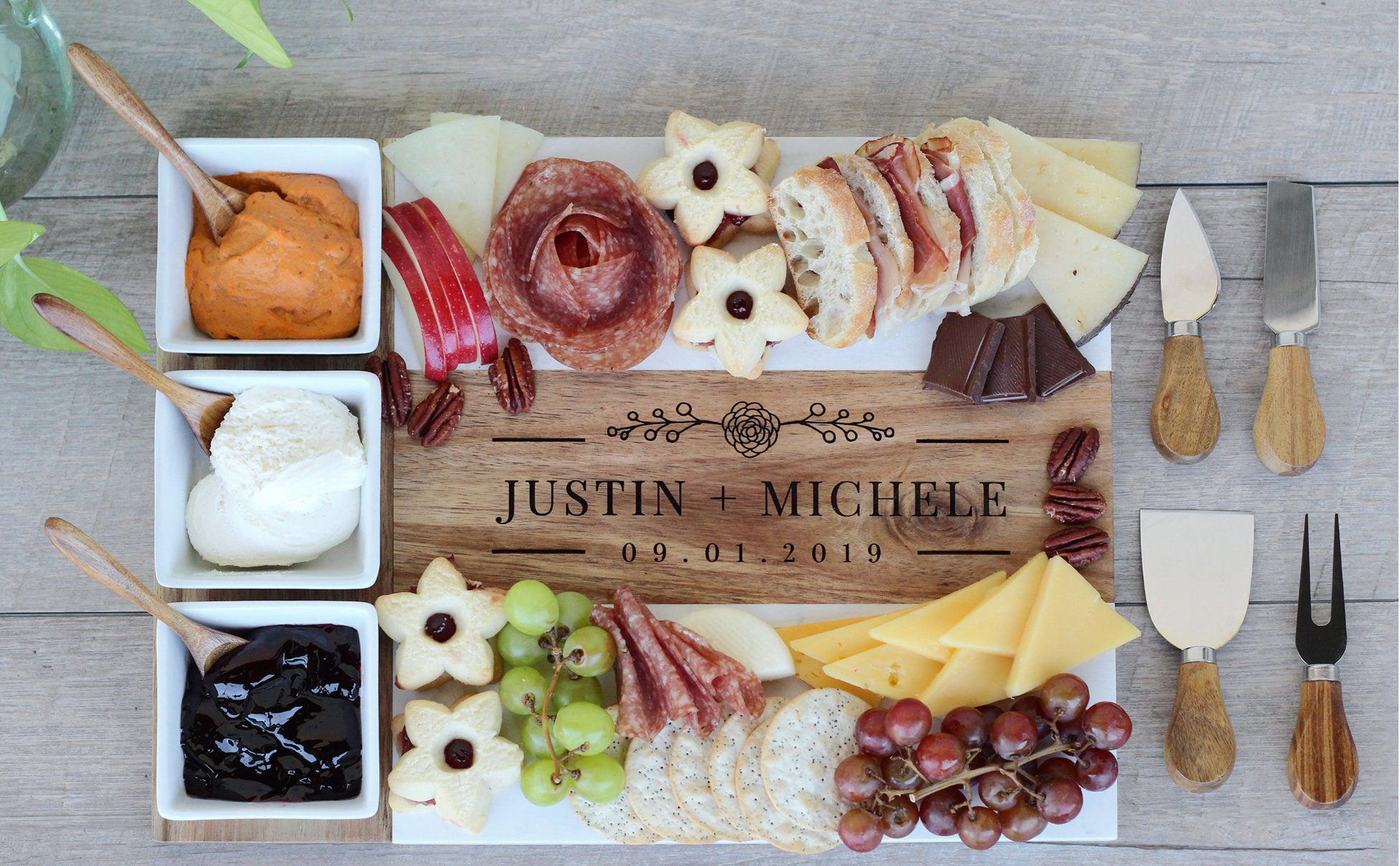 Marble Charcuterie Board Set – Luxurious Marble & Acacia Wood - Overture Gifts