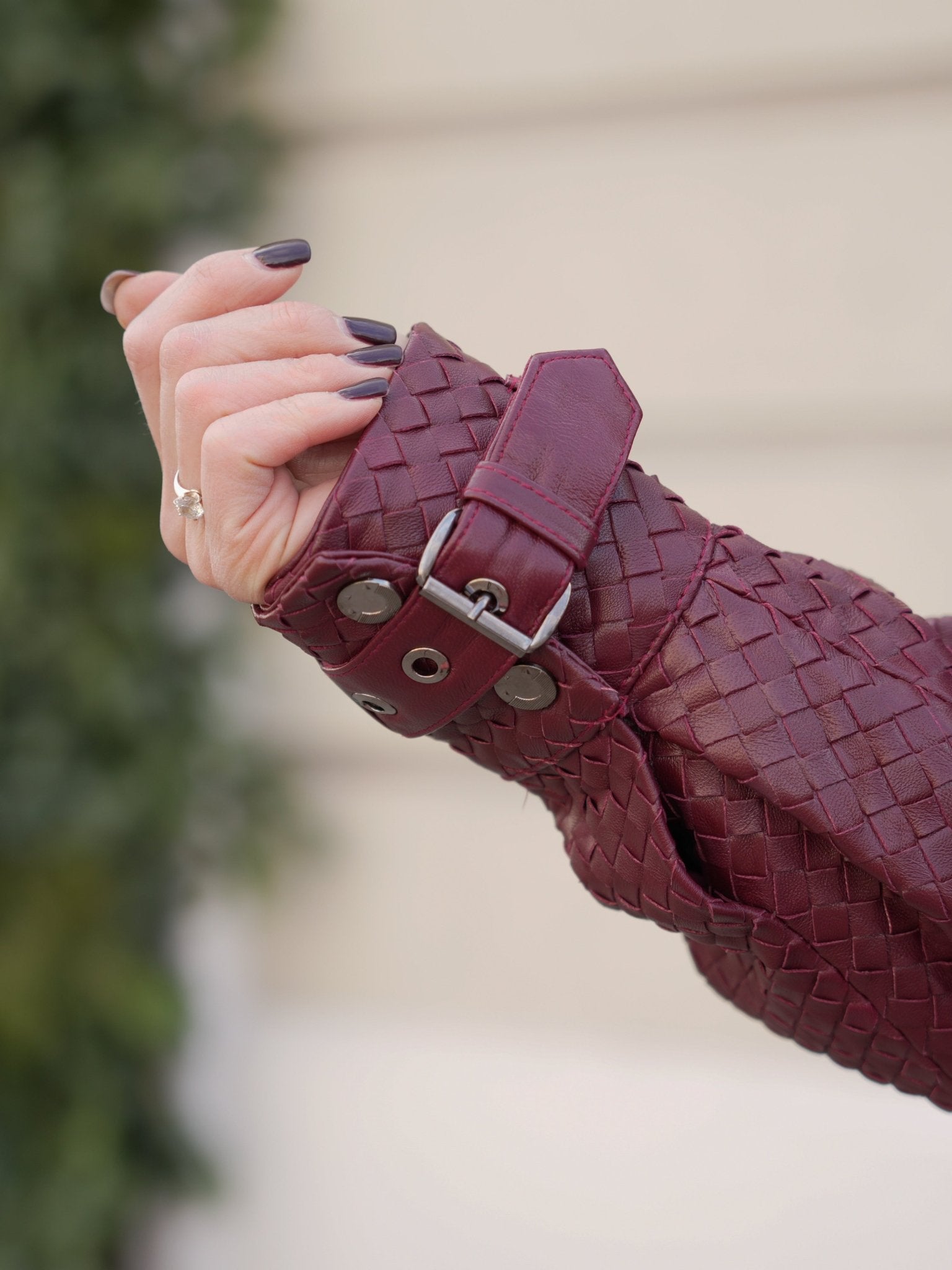 Marlowe Braided Genuine Leather Jacket in Bordeaux - Overture Gifts