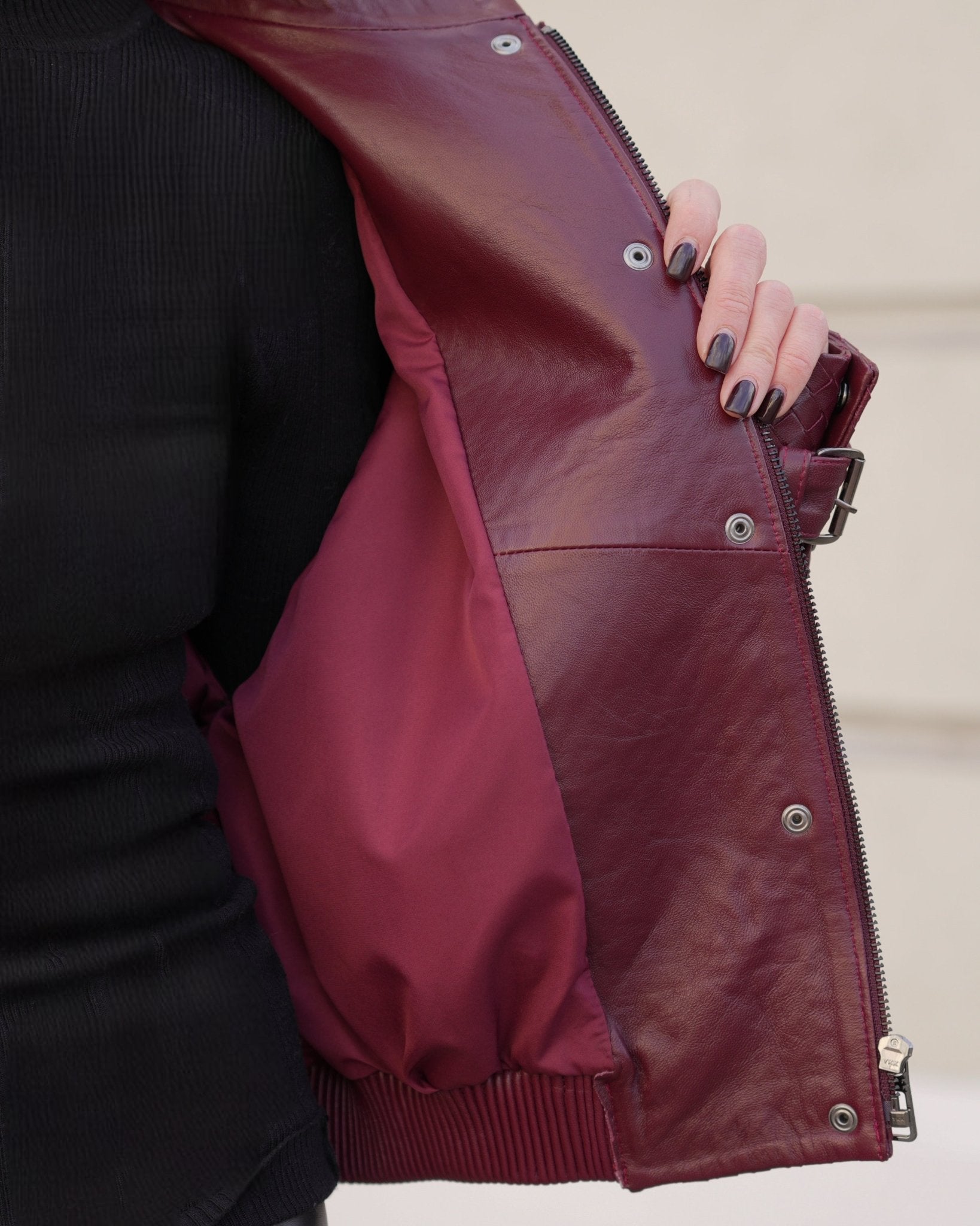 Marlowe Braided Genuine Leather Jacket in Bordeaux - Overture Gifts