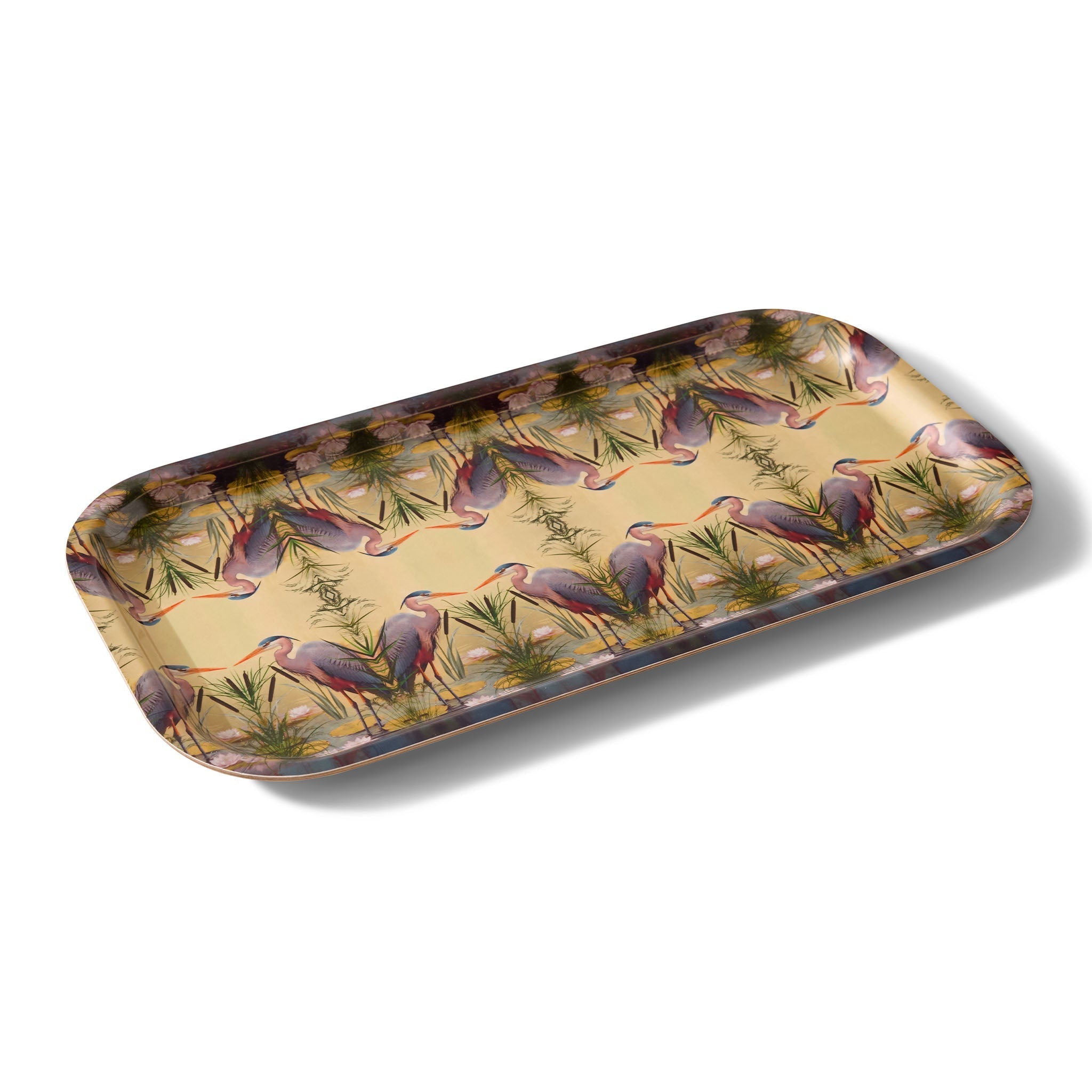 Marsh Heron Birchwood Large Decorative Tray
