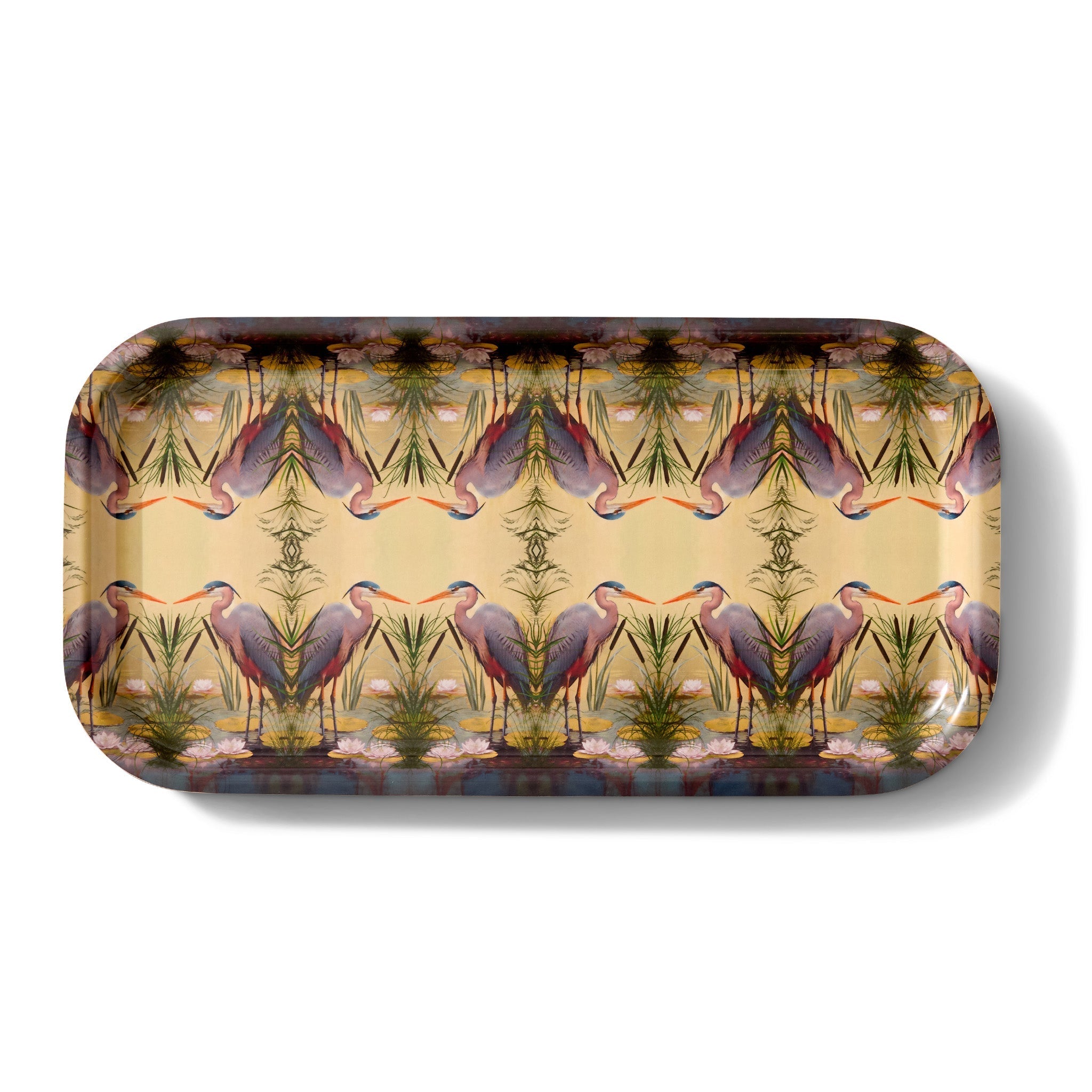 Marsh Heron Birchwood Large Decorative Tray