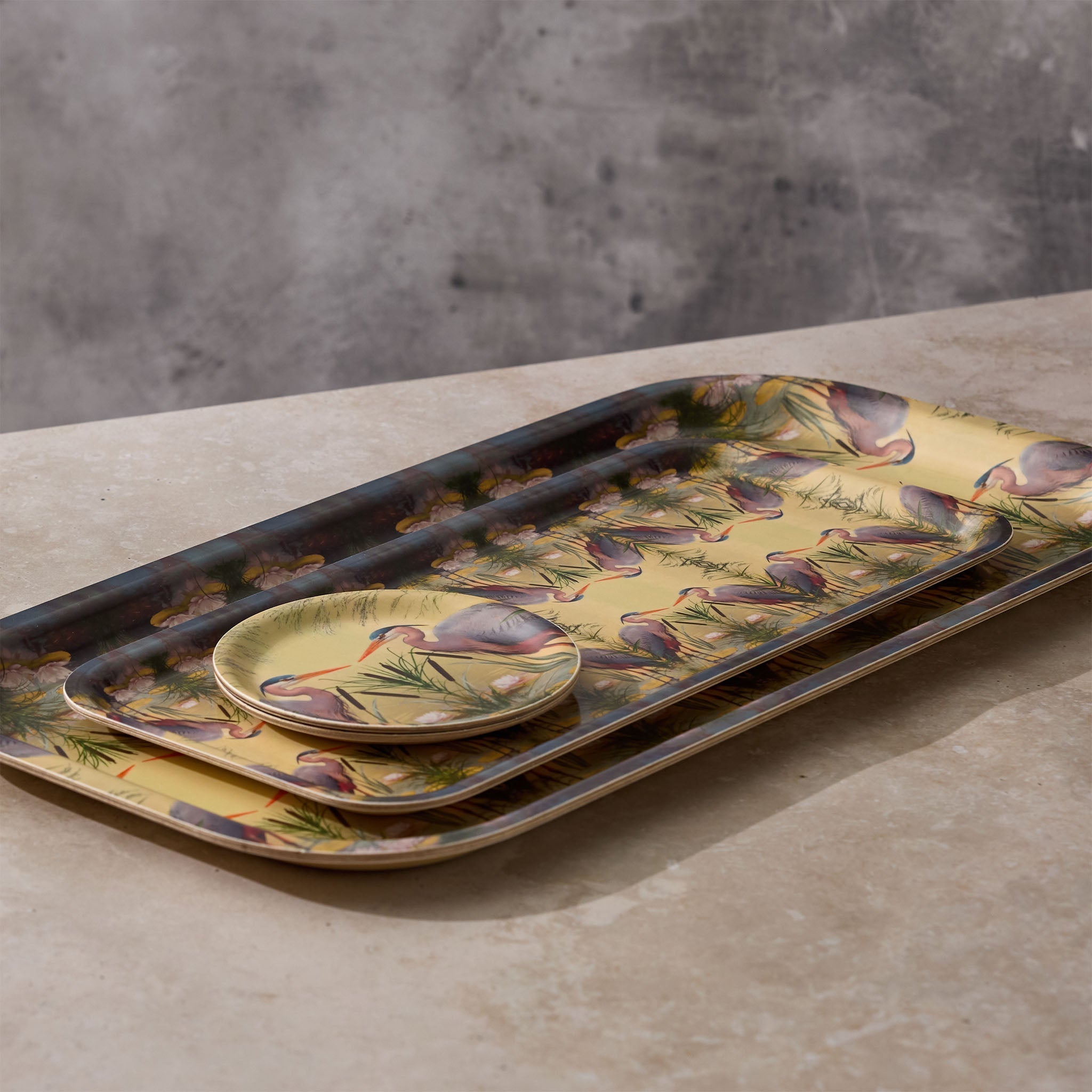 Marsh Heron Birchwood Large Decorative Tray