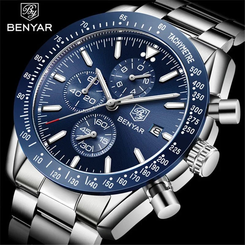 Men Watch BENYAR Top Brand Luxury Full Steel Business Quartz Watch Men Casual Waterproof Sports Watches Clock Relogio Masculino - Overture Gifts