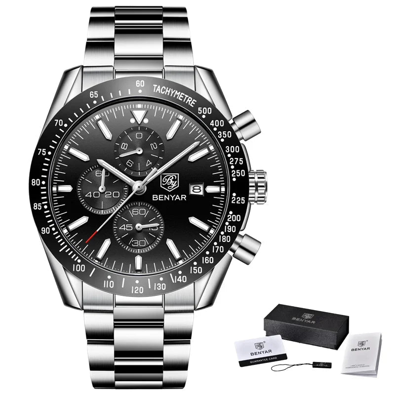 Men Watch BENYAR Top Brand Luxury Full Steel Business Quartz Watch Men Casual Waterproof Sports Watches Clock Relogio Masculino - Overture Gifts