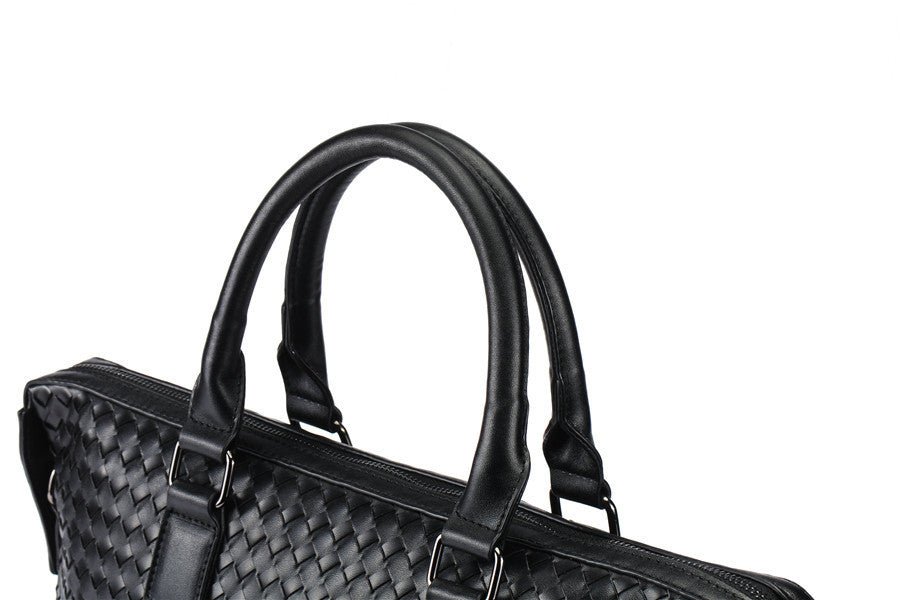 Men's Bag Leather Large Briefcase Hand Woven Luxury Handbags Business Tote Bags For Men High Quality Laptop Handbags - Overture Gifts