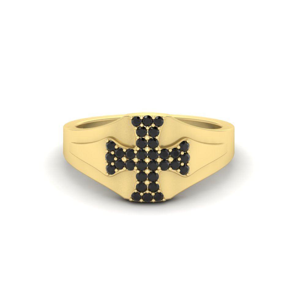 Mens Cross Gemstone Engagement Ring
