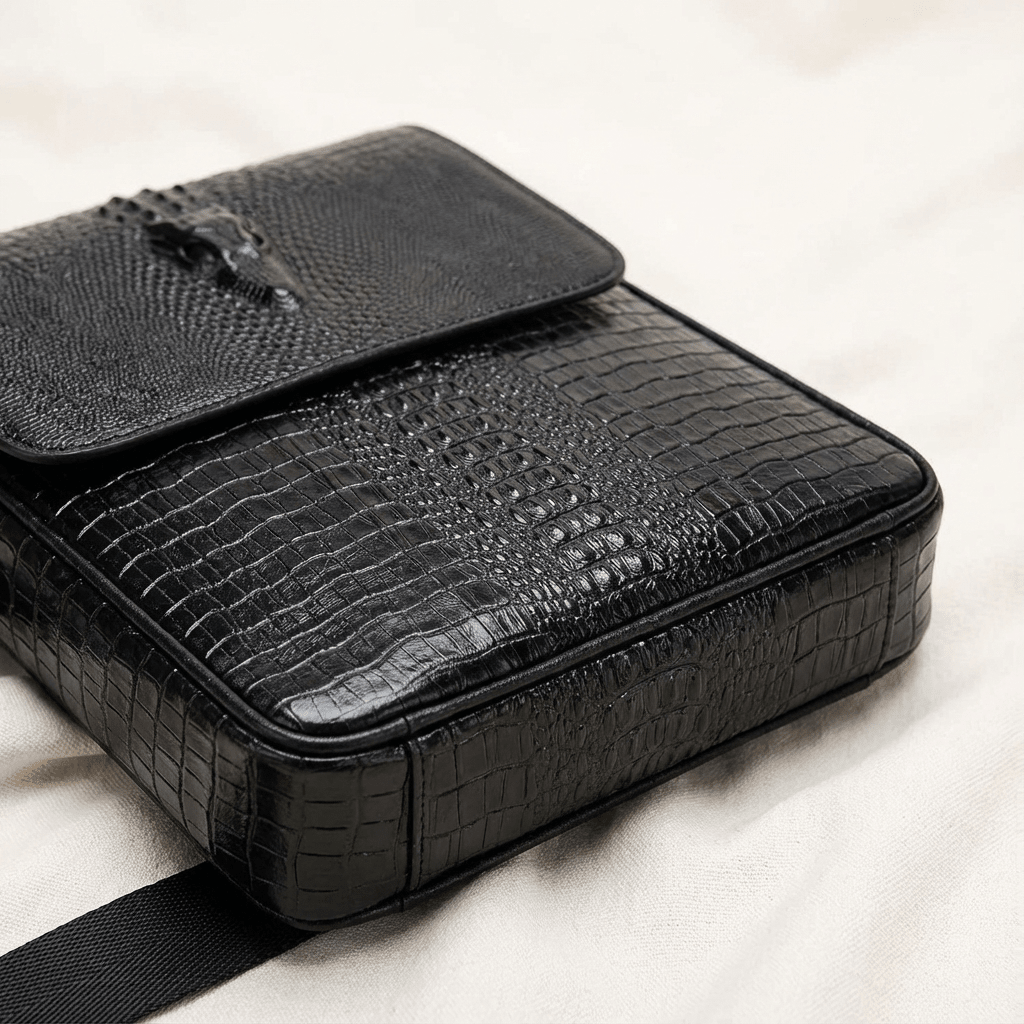 Men's Croc-Embossed Leather Sling Bag – Structured Office Carry - Overture Gifts