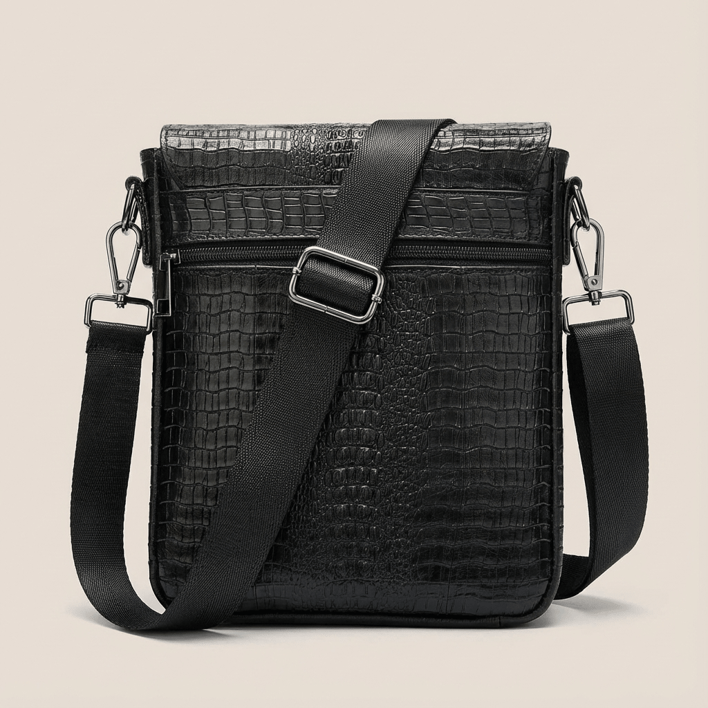 Men's Croc-Embossed Leather Sling Bag – Structured Office Carry - Overture Gifts