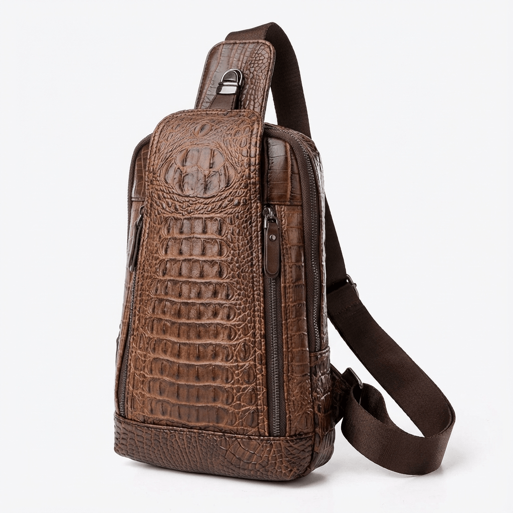 Men's Croc-Embossed Vegan Leather Sling – Refined Daily Carry - Overture Gifts