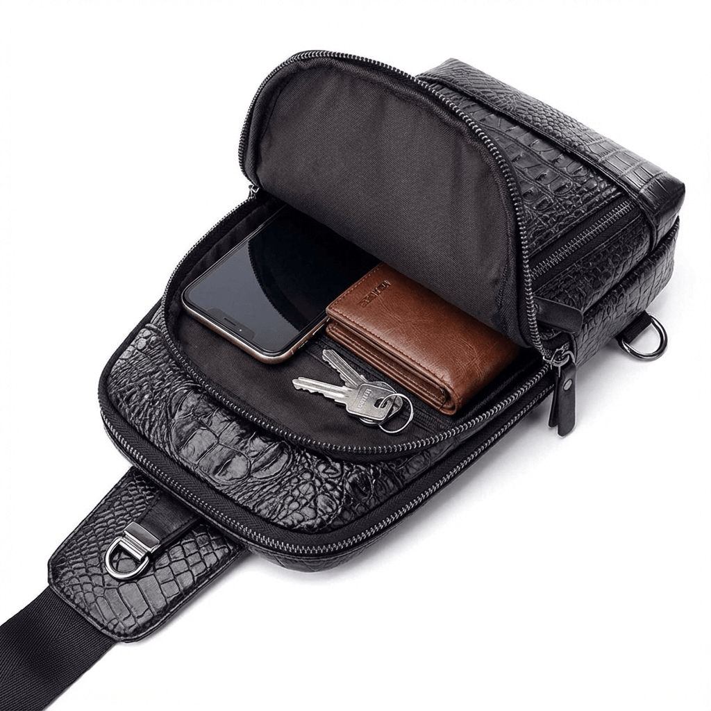 Men's Croc-Embossed Vegan Leather Sling – Refined Daily Carry - Overture Gifts