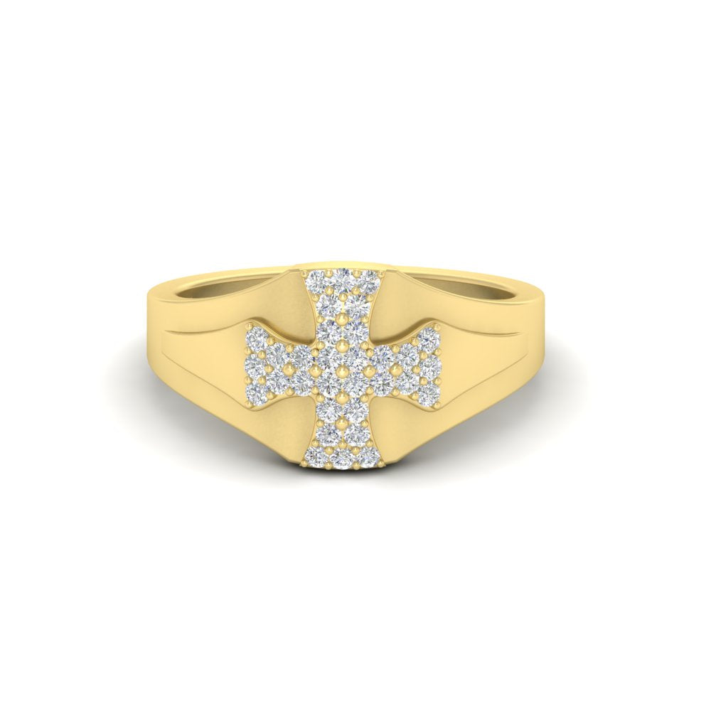 Mens Cross Gemstone Engagement Ring