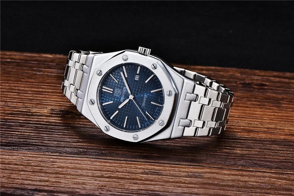 Men's Fashion Watch Luxury Men Stainless Steel Band Quartz Watch Analog Waterproof Sports Military Watches - Overture Gifts