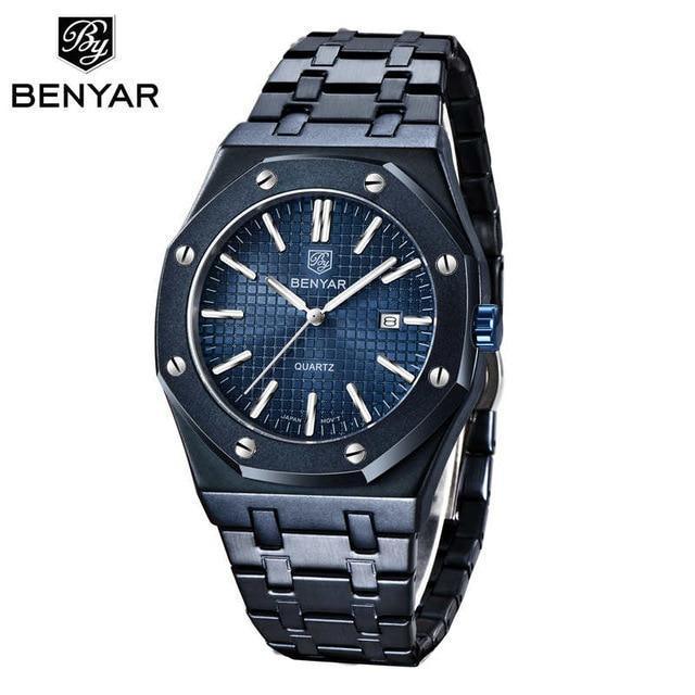 Men's Fashion Watch Luxury Men Stainless Steel Band Quartz Watch Analog Waterproof Sports Military Watches - Overture Gifts