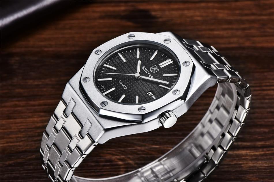 Men's Fashion Watch Luxury Men Stainless Steel Band Quartz Watch Analog Waterproof Sports Military Watches - Overture Gifts