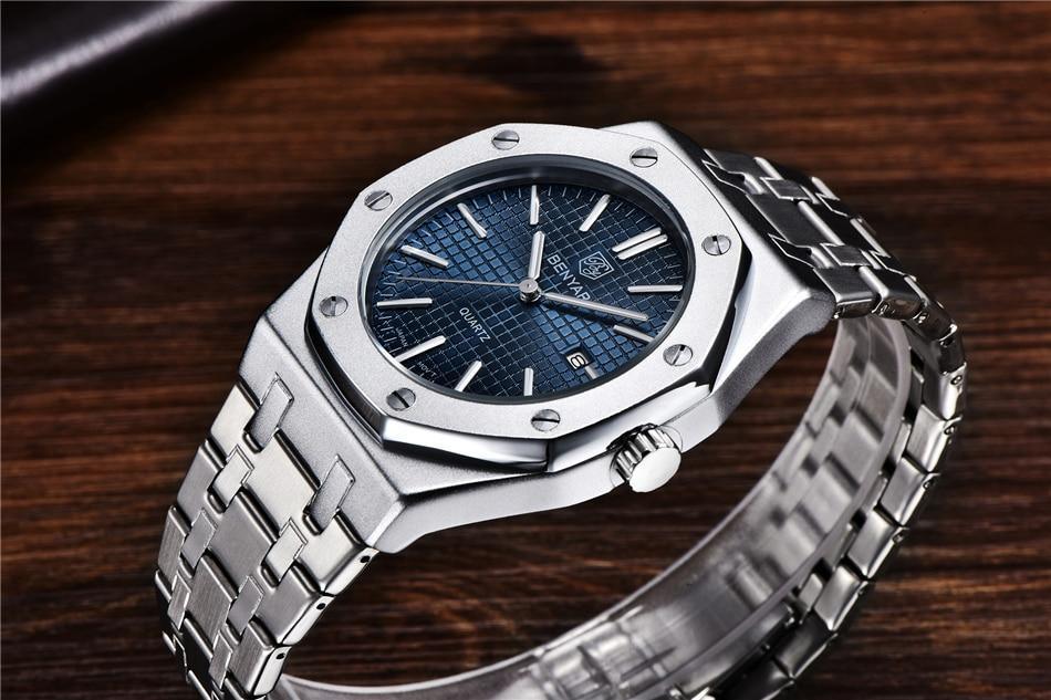 Men's Fashion Watch Luxury Men Stainless Steel Band Quartz Watch Analog Waterproof Sports Military Watches - Overture Gifts