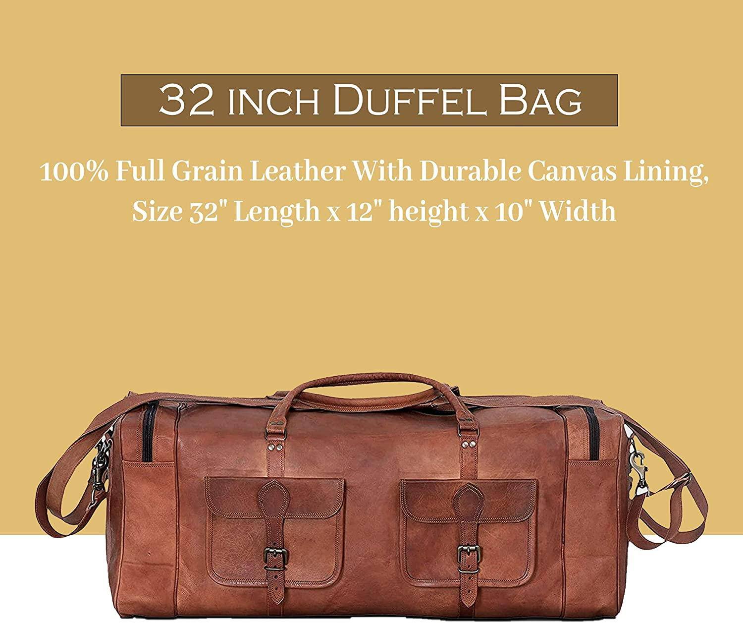 Men's Full-Grain Leather Duffel Bag – Structured Travel Carry - Overture Gifts