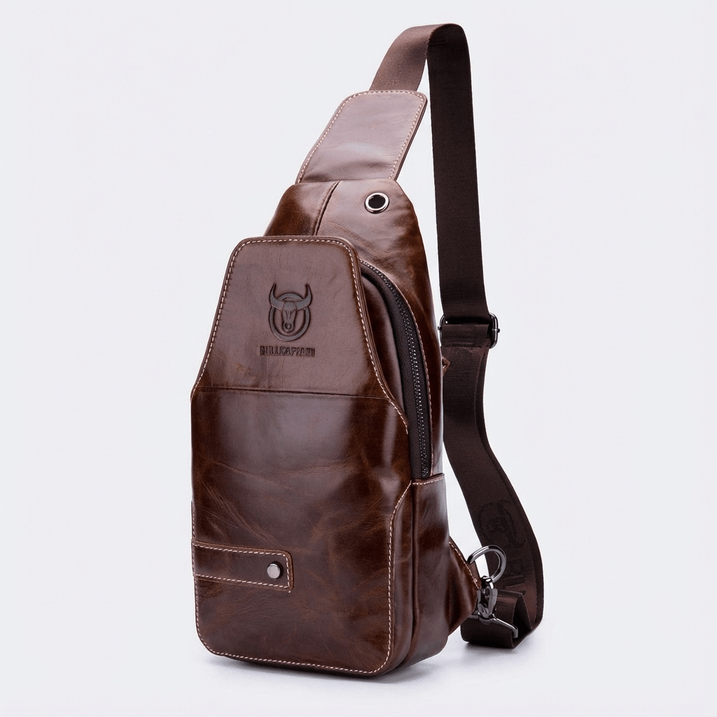 Men's Genuine Leather Sling Bag – Structured Office Carry - Overture Gifts
