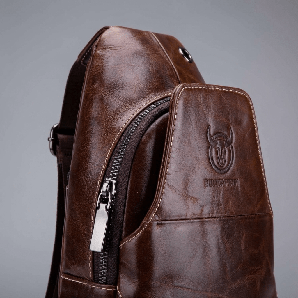 Men's Genuine Leather Sling Bag – Structured Office Carry - Overture Gifts
