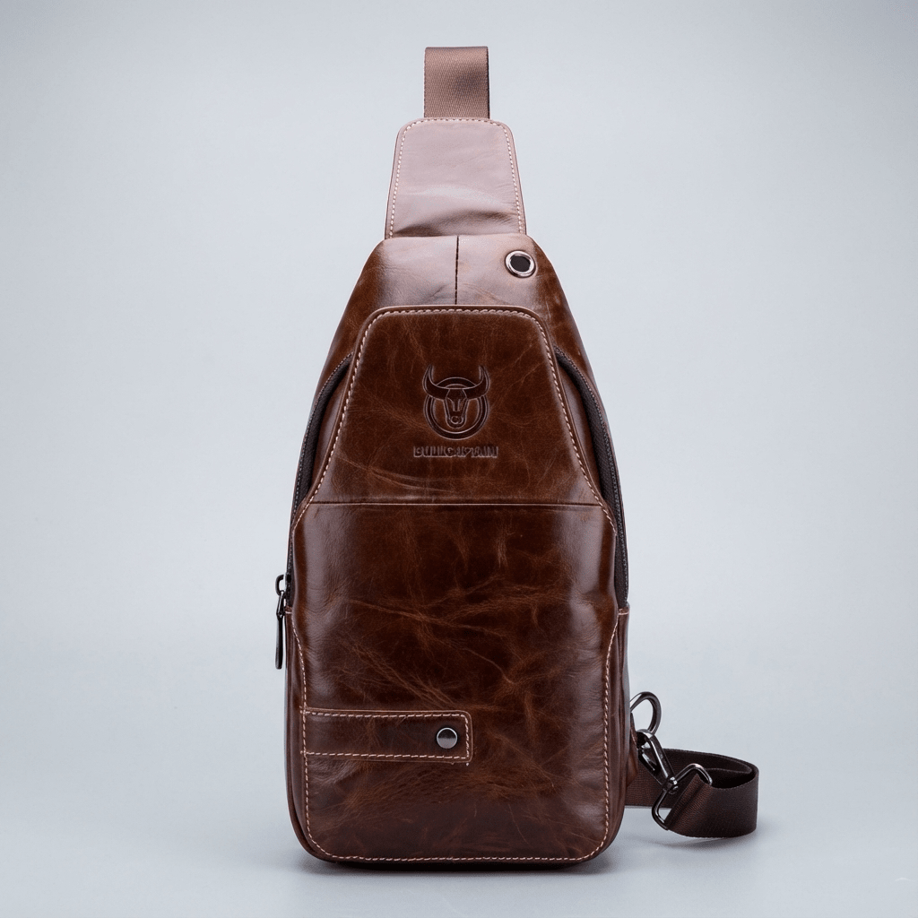 Men's Genuine Leather Sling Bag – Structured Office Carry - Overture Gifts