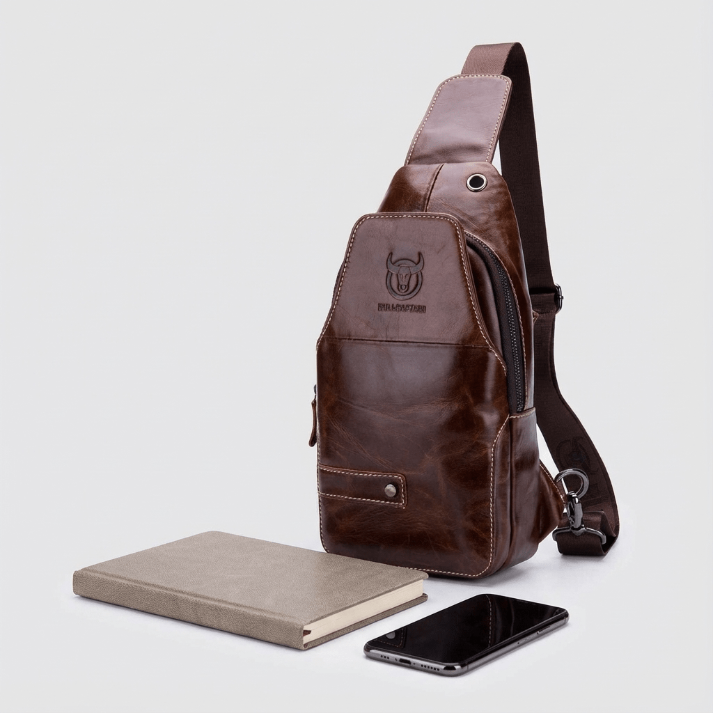 Men's Genuine Leather Sling Bag – Structured Office Carry - Overture Gifts