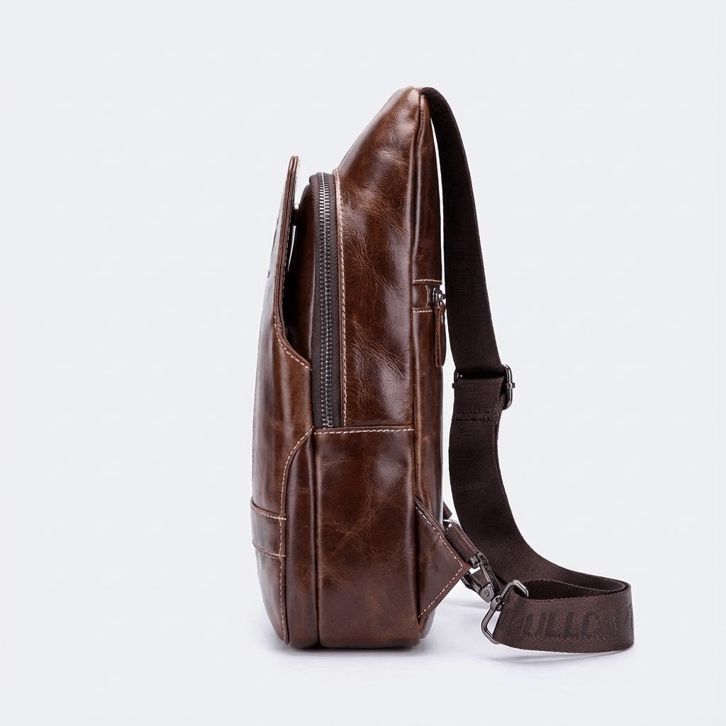Men's Genuine Leather Sling Bag – Structured Office Carry - Overture Gifts