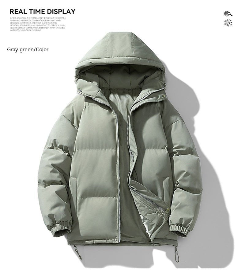 Men's Hoodie Coat Winter Fashion Solid ZIp-up Thickened Cotton-padded Jacket Casual Warm Outwear Top Clothing - Overture Gifts