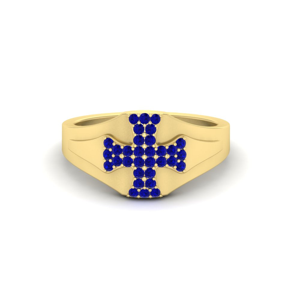 Mens Cross Gemstone Engagement Ring