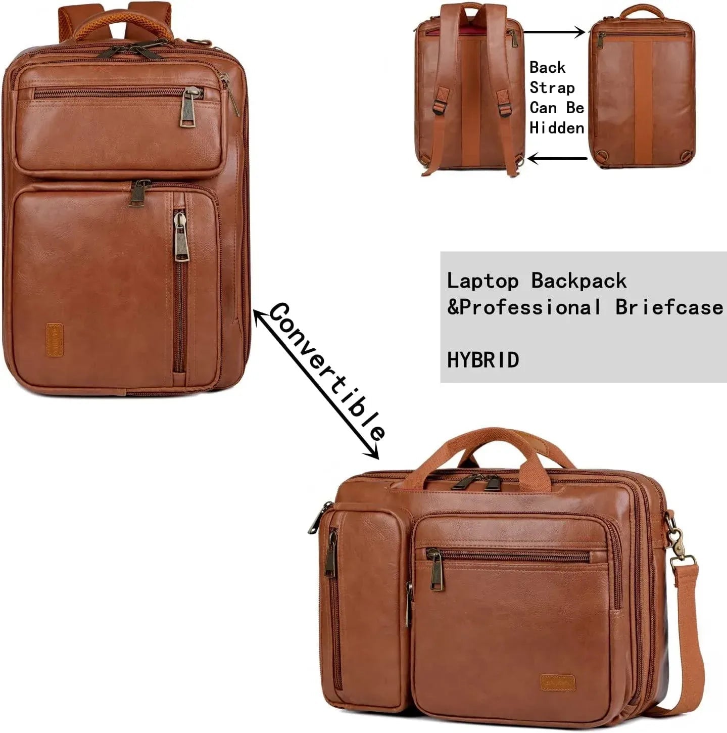 Men's Vegan Leather Backpack – Convertible Work Carry - Overture Gifts