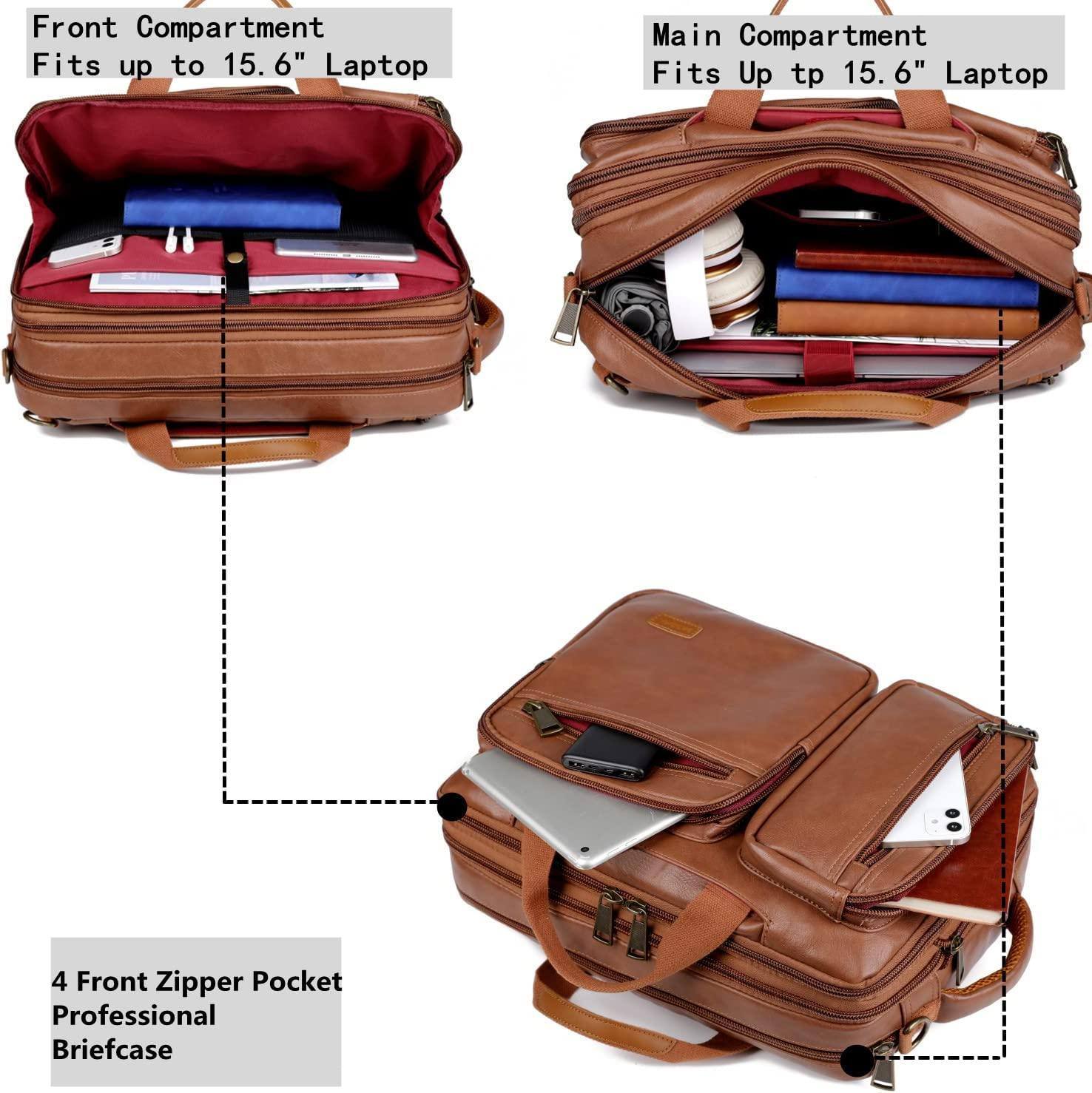 Men's Vegan Leather Backpack – Convertible Work Carry - Overture Gifts