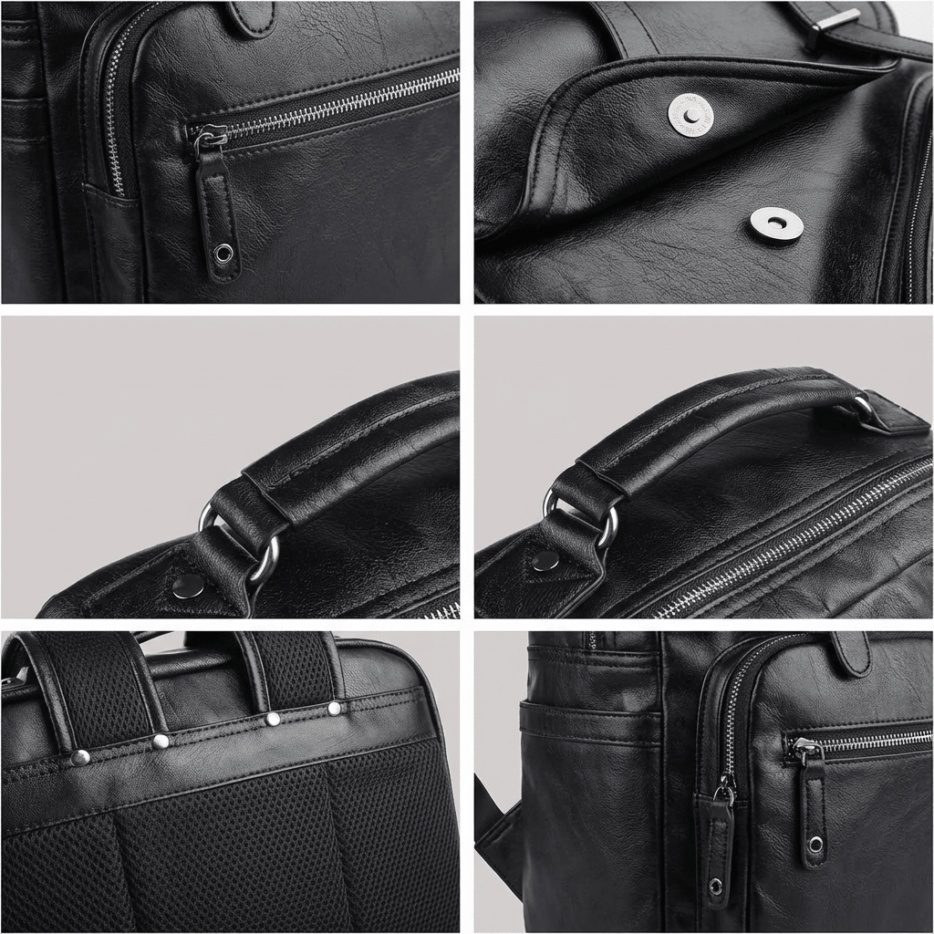 Men's Vegan Leather Backpack – Structured Travel Carry - Overture Gifts