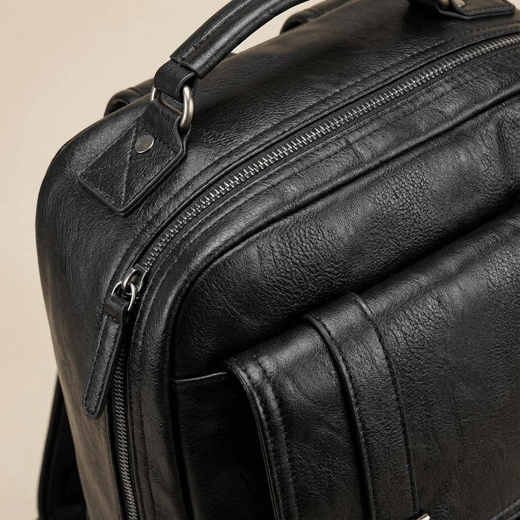 Men's Vegan Leather Backpack – Structured Travel Carry - Overture Gifts