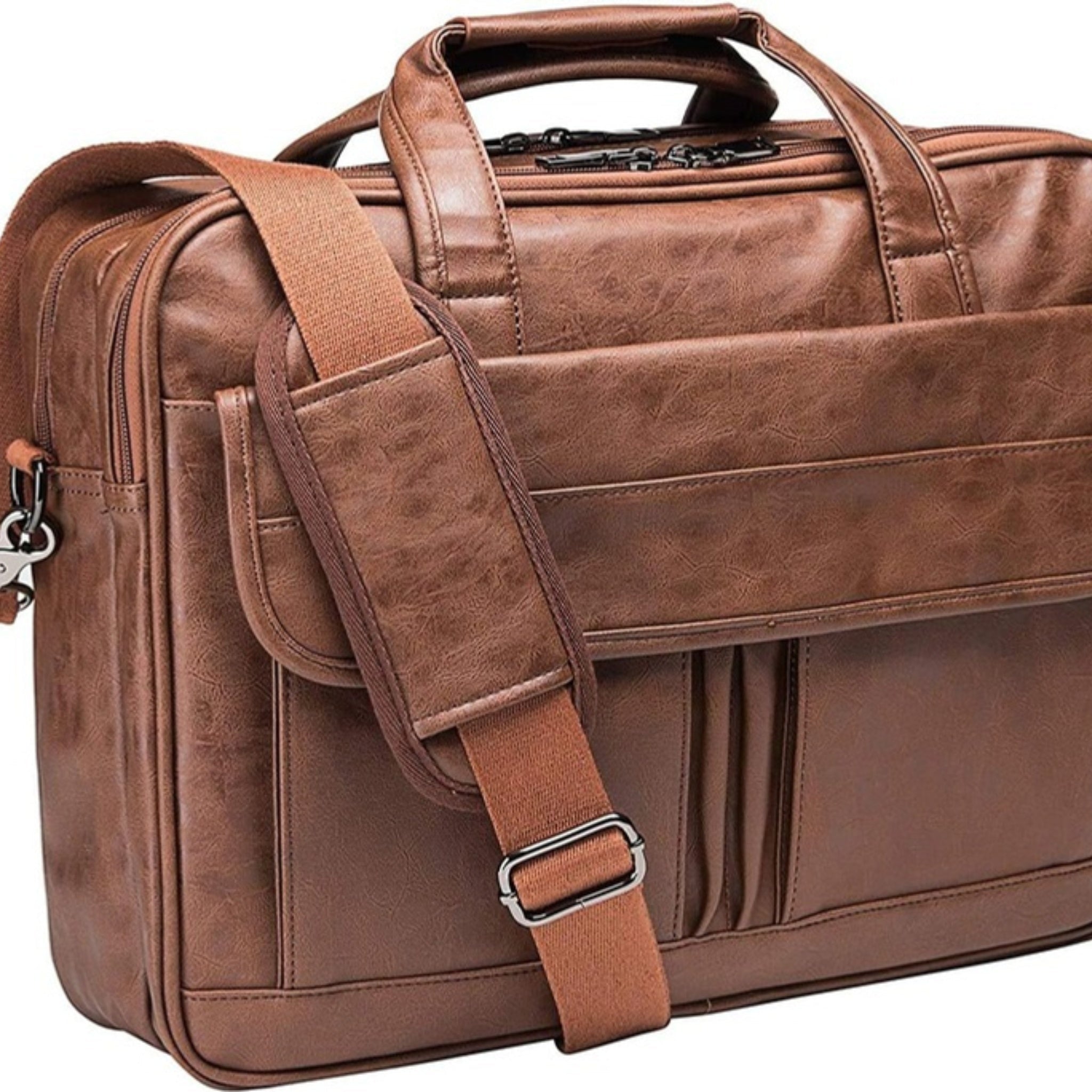 Men's Vegan Leather Messenger Bag – Modern Work Carry - Overture Gifts