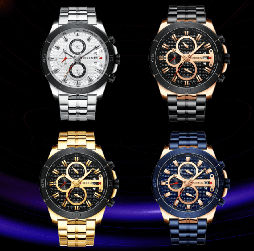 Men's Waterproof Watch With Chronometers Day View And Fluorescent Hands Unique Luxury Design Perfect Gift - Overture Gifts