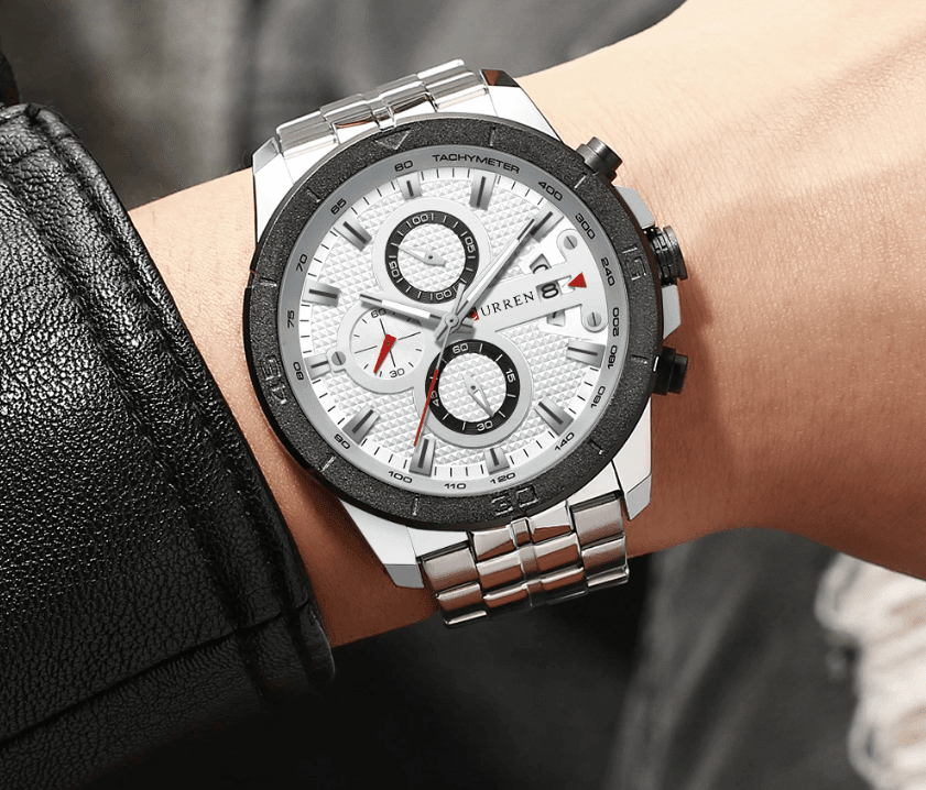 Men's Waterproof Watch With Chronometers Day View And Fluorescent Hands Unique Luxury Design Perfect Gift - Overture Gifts