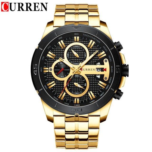 Men's Waterproof Watch With Chronometers Day View And Fluorescent Hands Unique Luxury Design Perfect Gift - Overture Gifts