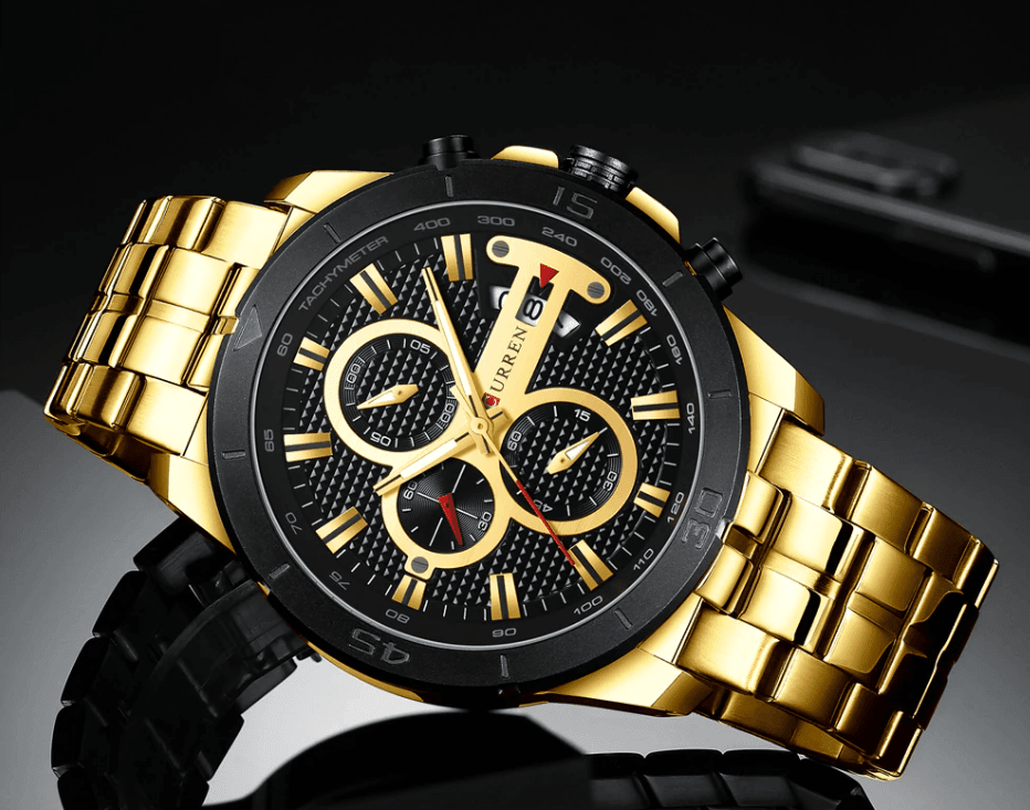 Men's Waterproof Watch With Chronometers Day View And Fluorescent Hands Unique Luxury Design Perfect Gift - Overture Gifts